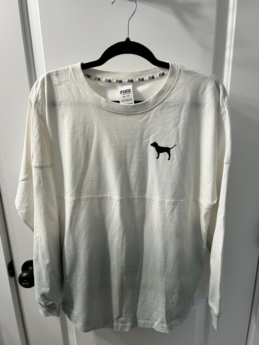 PINK Victoria's Secret White Long Sleeve Logo Tee XS Love Pink Graphic Shirt